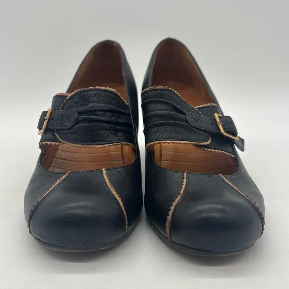 Chie Mihara Retro Black Buckle Leather Pumps Heels Women’s EU 39 US 9 - Picture 6 of 16